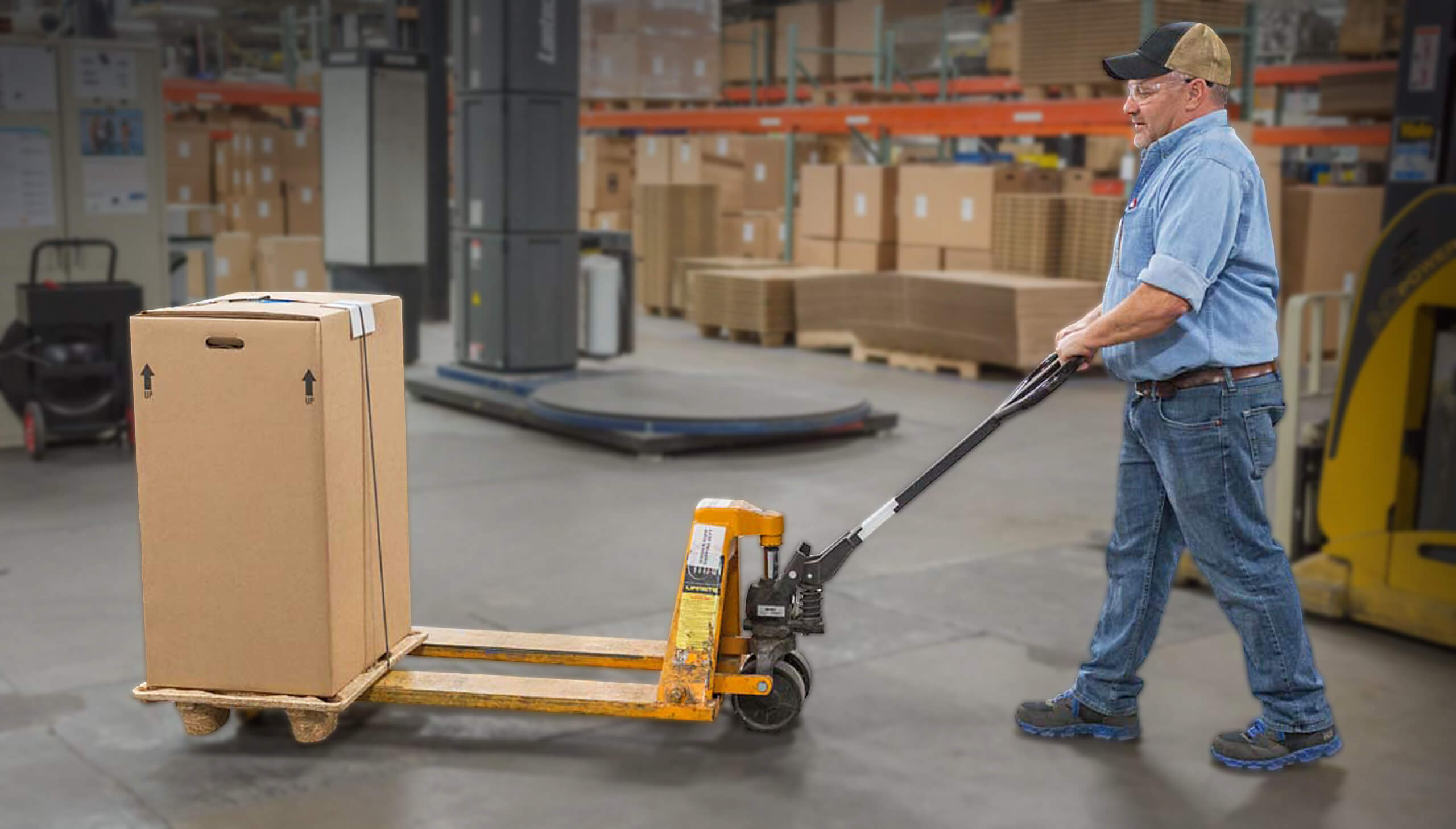 Litco quarter pallet on a handcart in warehouse